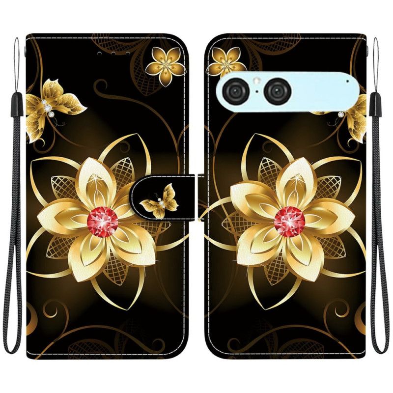 Flip Cover Sony Xperia 10 Vii Gylden Blomst