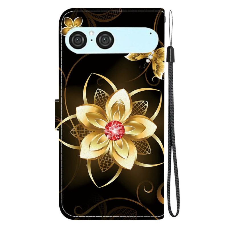 Flip Cover Sony Xperia 10 Vii Gylden Blomst
