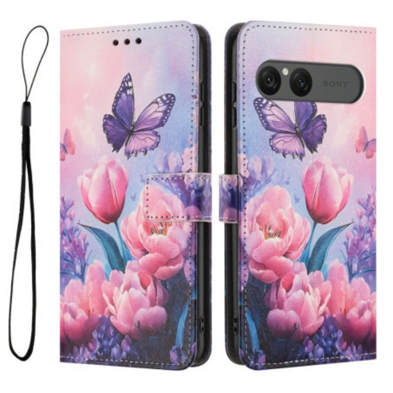 Flip Cover Sony Xperia 10 Vii Lyserødt Blomstermønster