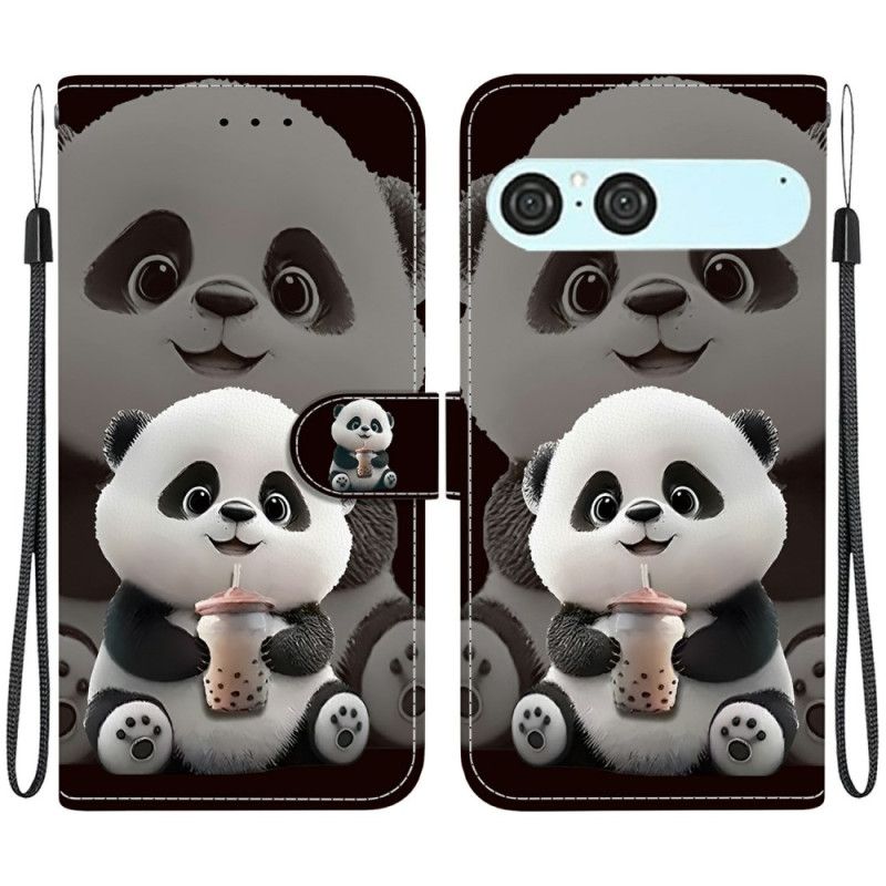 Flip Cover Sony Xperia 10 Vii Panda Med Sutteflaske
