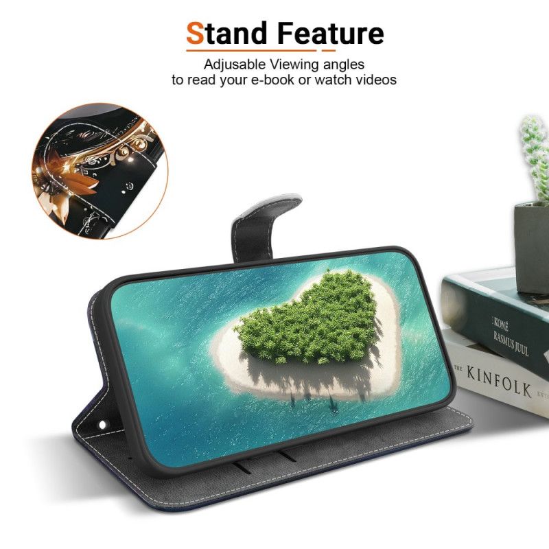 Flip Cover Sony Xperia 10 Vii Sort Og Gyldent Hjerte