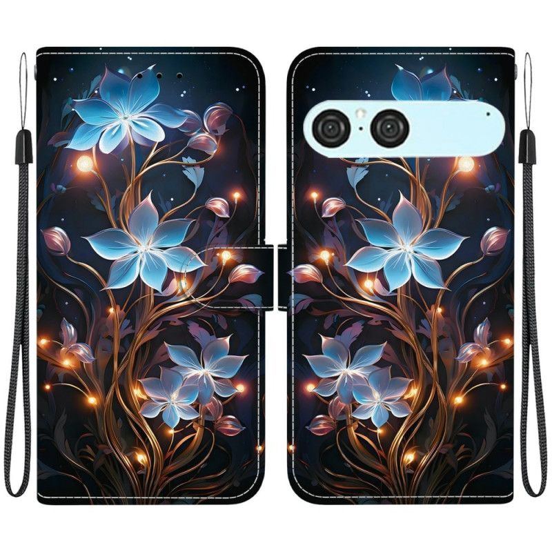Flip Cover Til Sony Xperia 10 Vii Blåt Blomstermønster