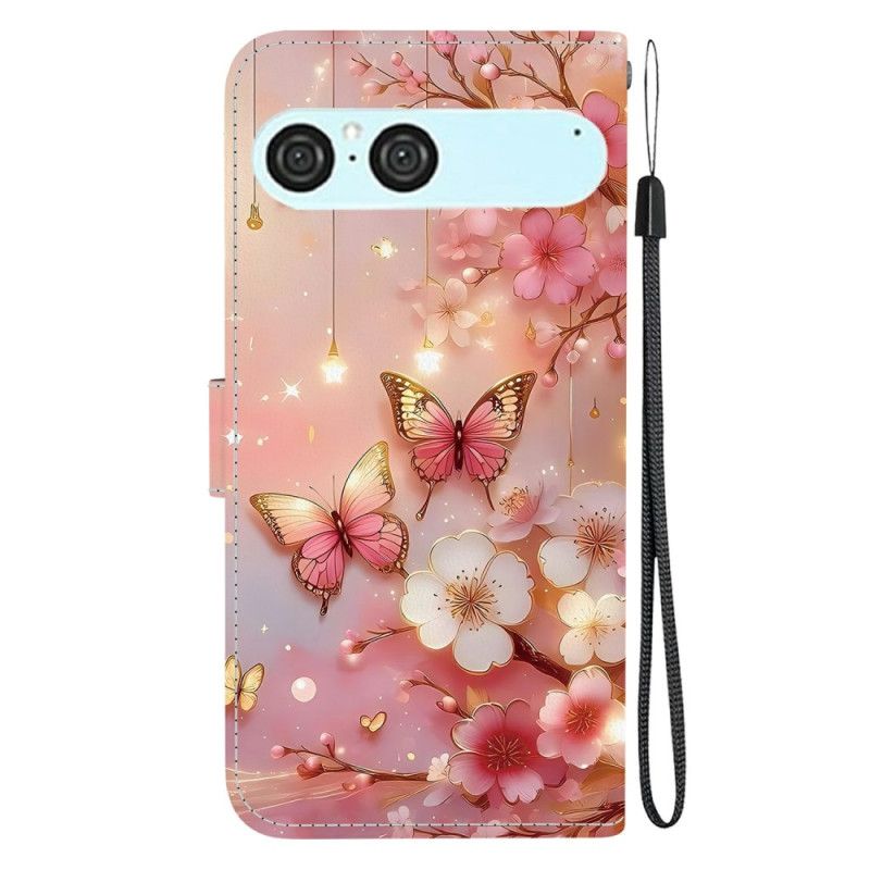 Læder Cover Sony Xperia 10 Vii Telefon Etui Lanternesommerfugle