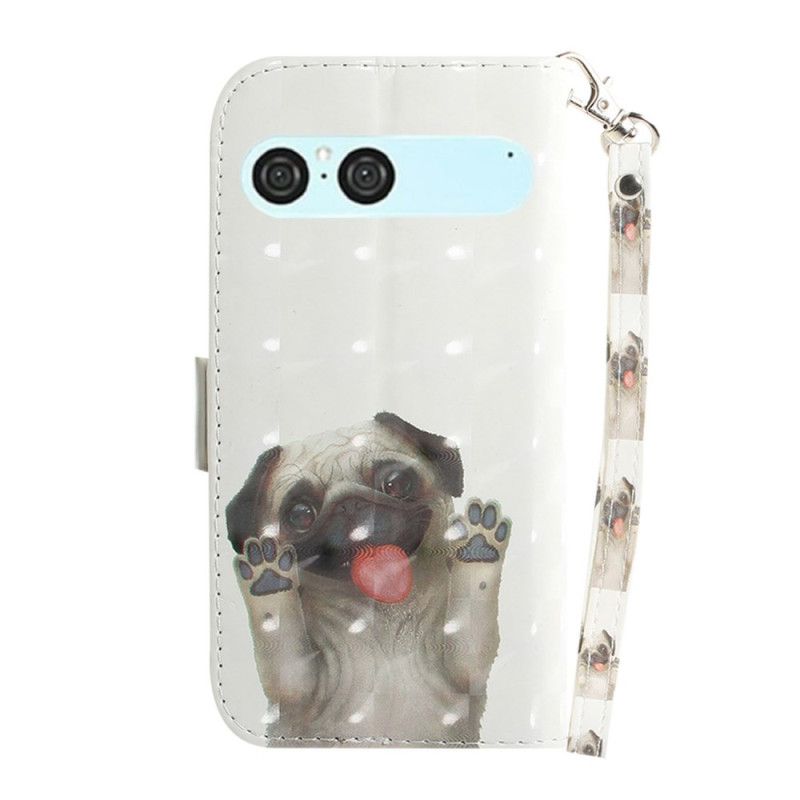 Læder Cover Sony Xperia 10 Vii Telefon Etui Mops-mønster-snor