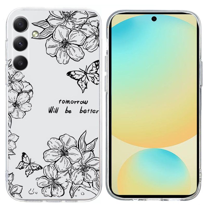 Cover Samsung Galaxy A17 4g / 5g Sommerfugle Og Hvide Blomster