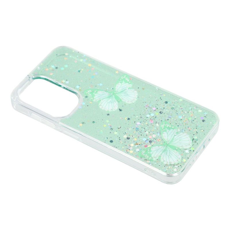 Cover Samsung Galaxy A17 4g / 5g Telefon Etui Glittersommerfugle