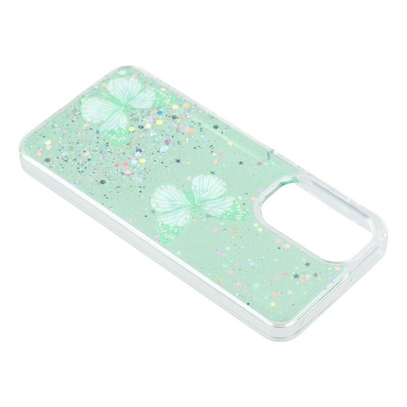 Cover Samsung Galaxy A17 4g / 5g Telefon Etui Glittersommerfugle