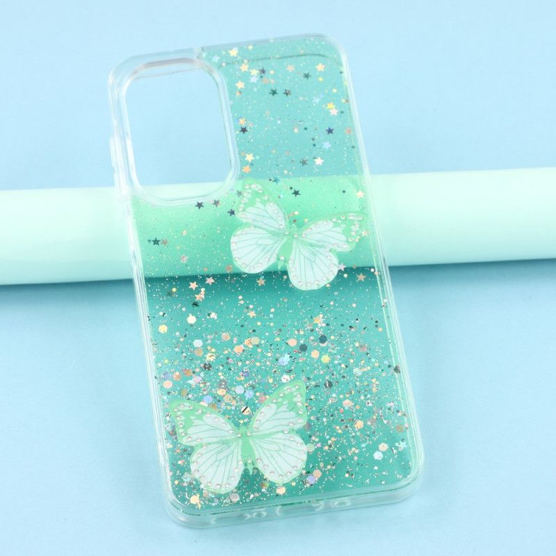 Cover Samsung Galaxy A17 4g / 5g Telefon Etui Glittersommerfugle