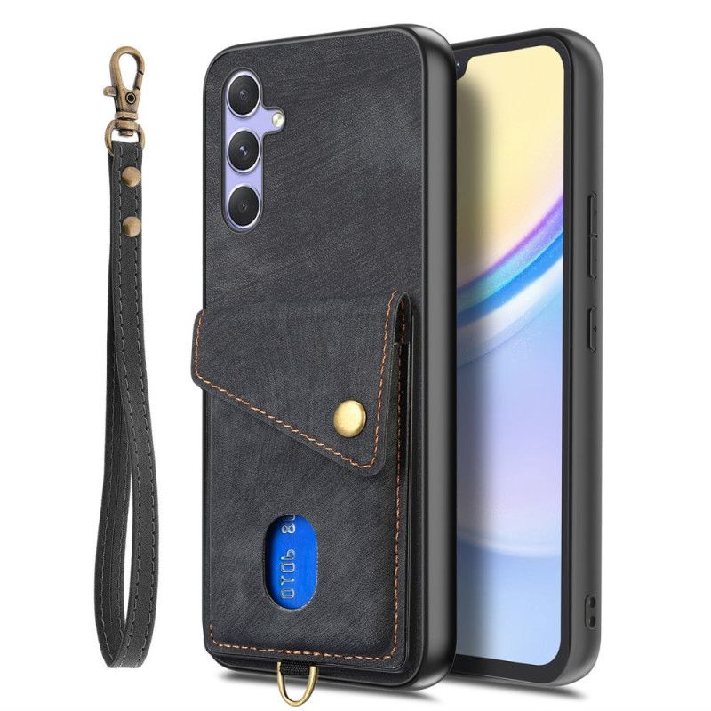 Cover Samsung Galaxy A17 4g / 5g Telefon Etui Ruskindseffekt Med Kortholder Og Snor