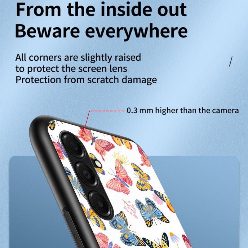 Cover Til Samsung Galaxy A17 4g / 5g Sommerfugle I Hærdet Glas