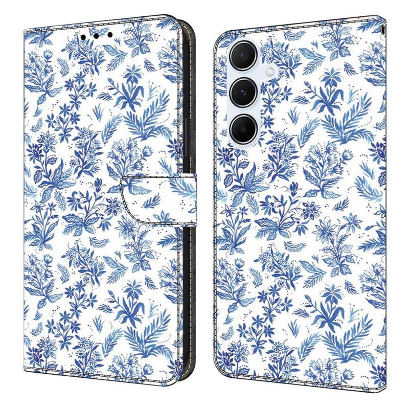Flip Cover Samsung Galaxy A17 4g / 5g Blå Blomster