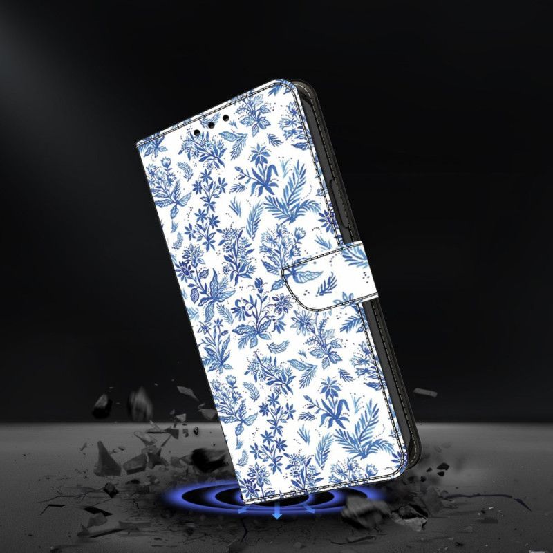 Flip Cover Samsung Galaxy A17 4g / 5g Blå Blomster