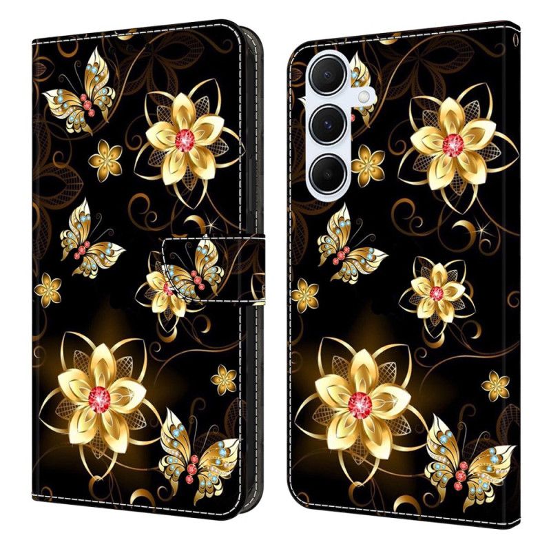 Flip Cover Samsung Galaxy A17 4g / 5g Guldblomster