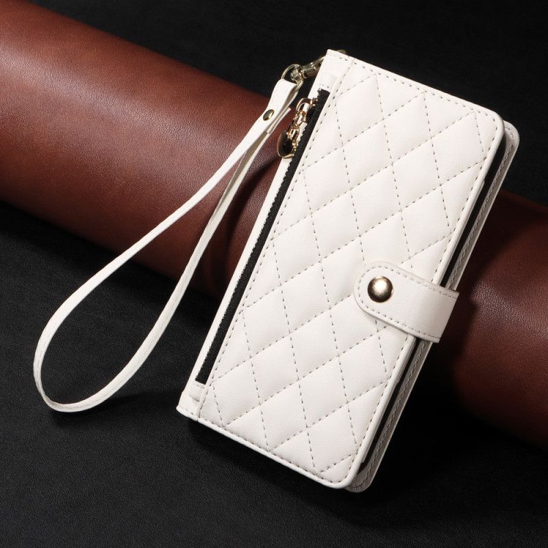 Flip Cover Samsung Galaxy A17 4g / 5g Quiltet Med Rem Og Skulderrem