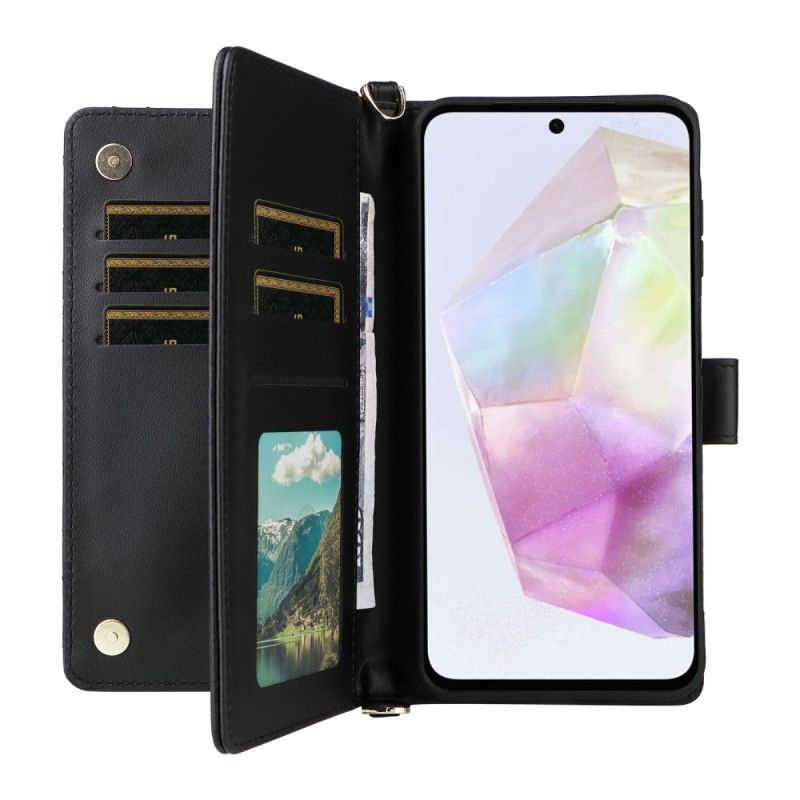 Flip Cover Samsung Galaxy A17 4g / 5g Quiltet Med Skulderrem Og Håndledsrem