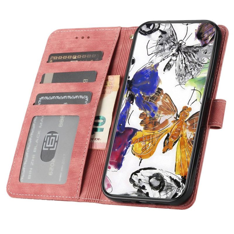 Flip Cover Samsung Galaxy A17 4g / 5g Ruskindseffekt Med Sommerfugle