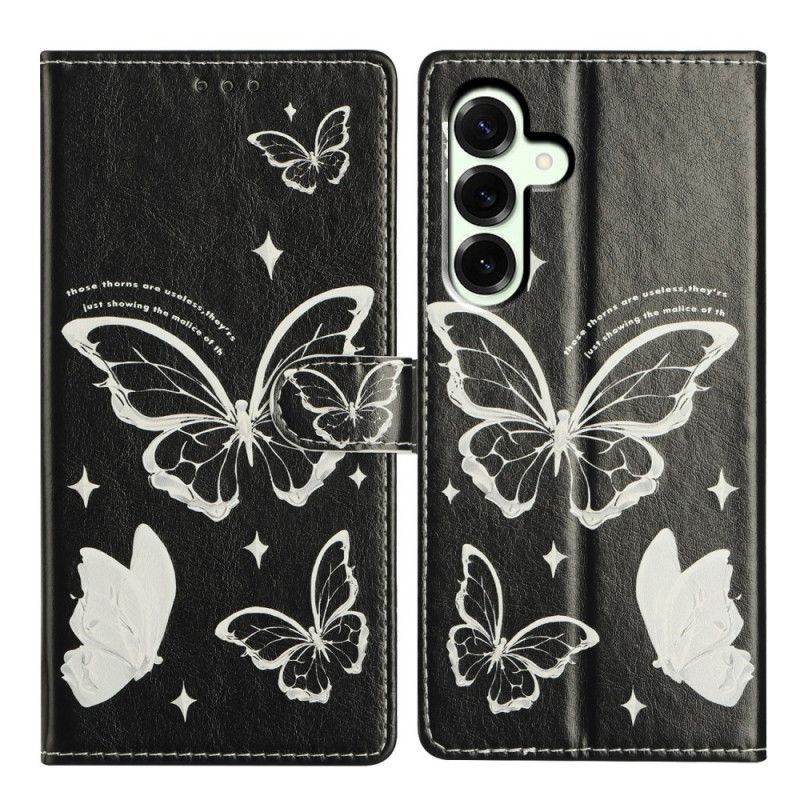 Flip Cover Samsung Galaxy A17 4g / 5g Sorte Og Hvide Sommerfugle