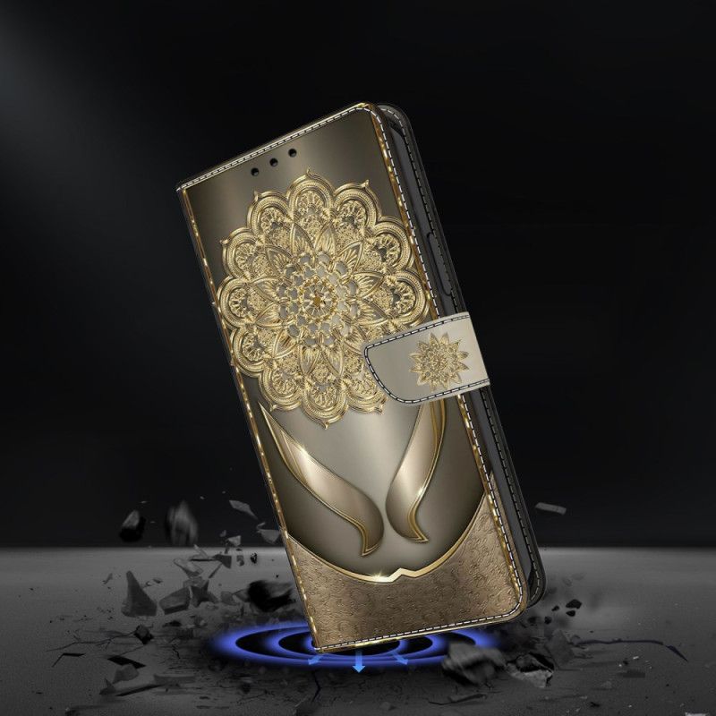 Flip Cover Til Samsung Galaxy A17 4g / 5g Guldblomstermønster