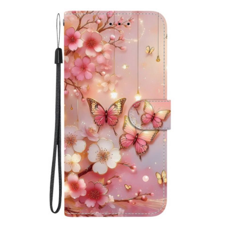 Flip Cover Til Samsung Galaxy A17 4g / 5g Rød Blomster