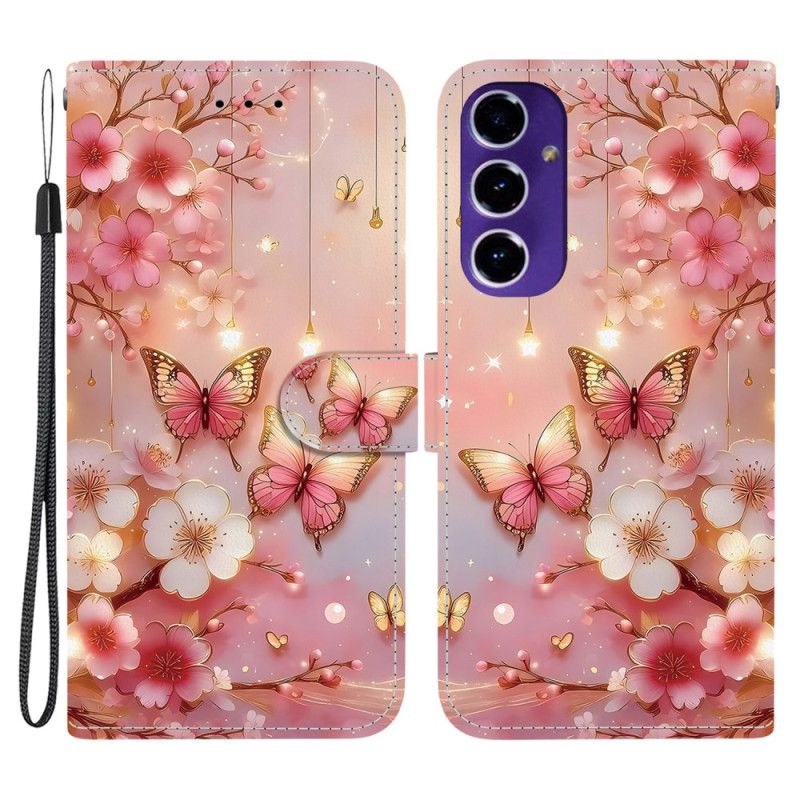 Flip Cover Til Samsung Galaxy A17 4g / 5g Rød Blomster