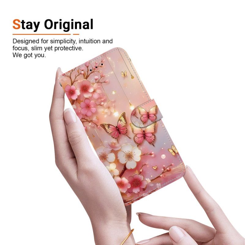 Flip Cover Til Samsung Galaxy A17 4g / 5g Rød Blomster