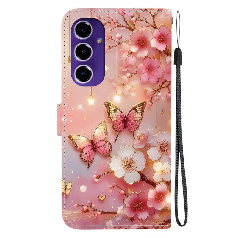 Flip Cover Til Samsung Galaxy A17 4g / 5g Rød Blomster