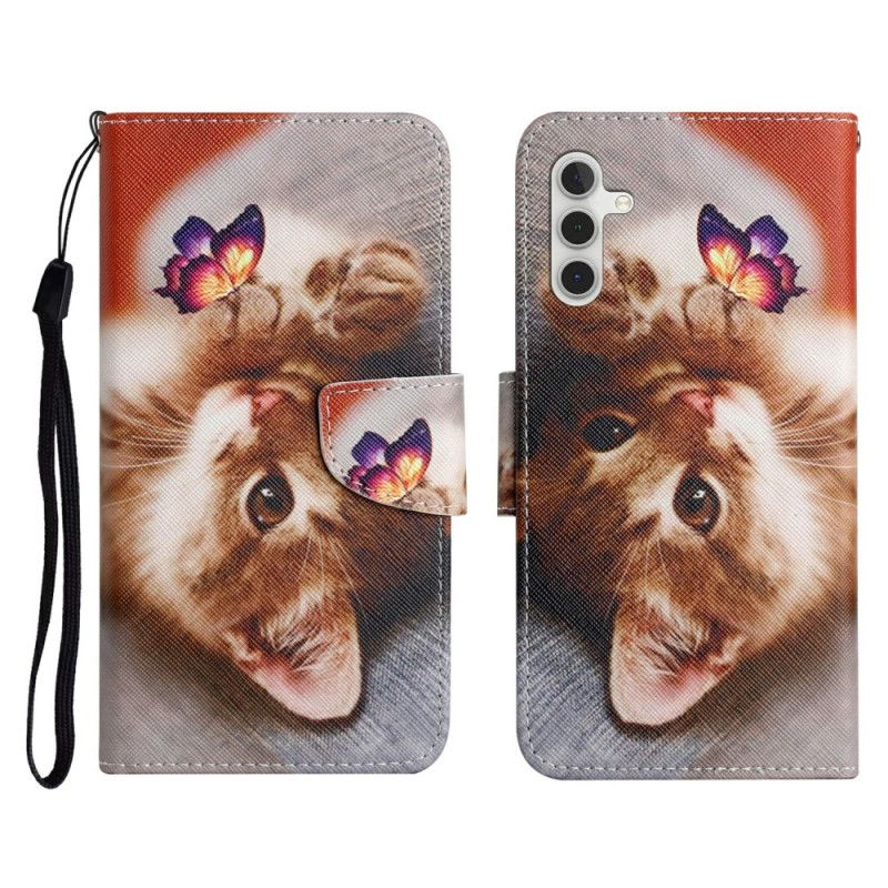 Flip Cover Til Samsung Galaxy A17 4g / 5g Sommerfugl Og Kat