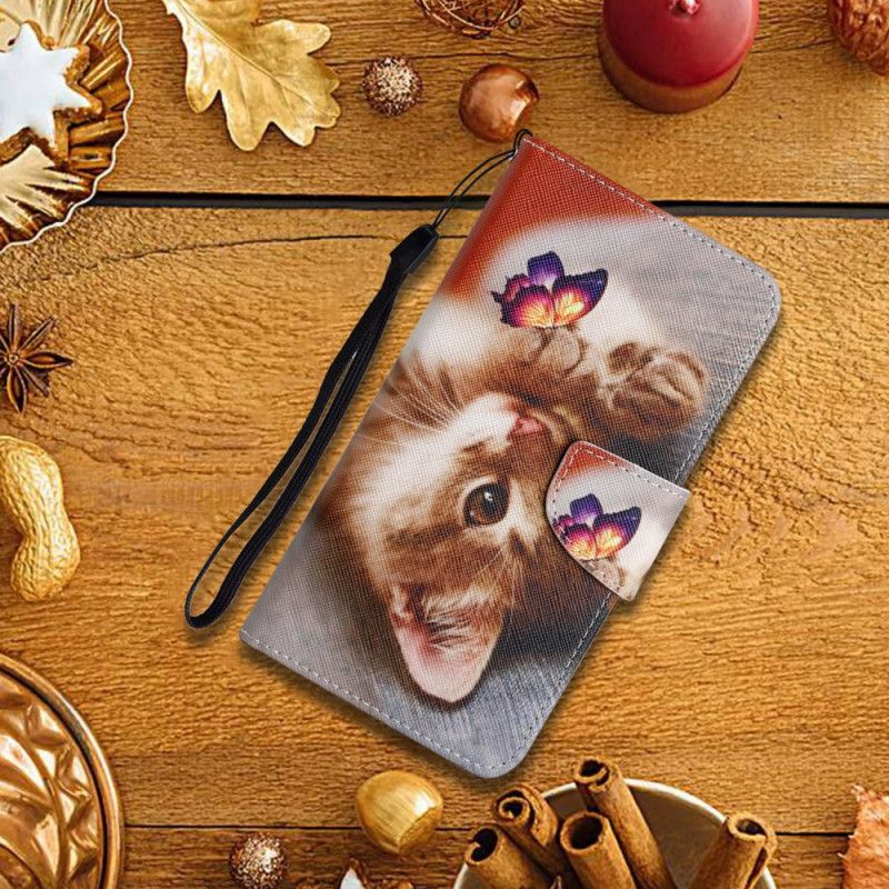 Flip Cover Til Samsung Galaxy A17 4g / 5g Sommerfugl Og Kat