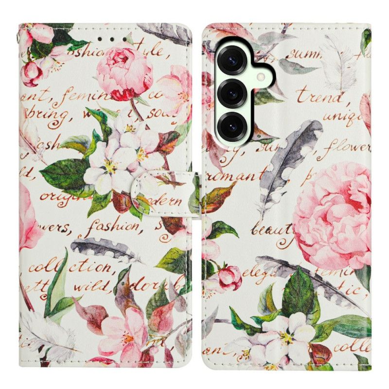 Læder Cover Samsung Galaxy A17 4g / 5g Blade Og Blomster