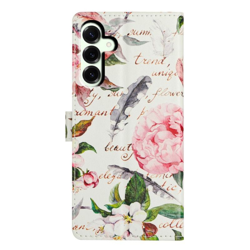 Læder Cover Samsung Galaxy A17 4g / 5g Blade Og Blomster