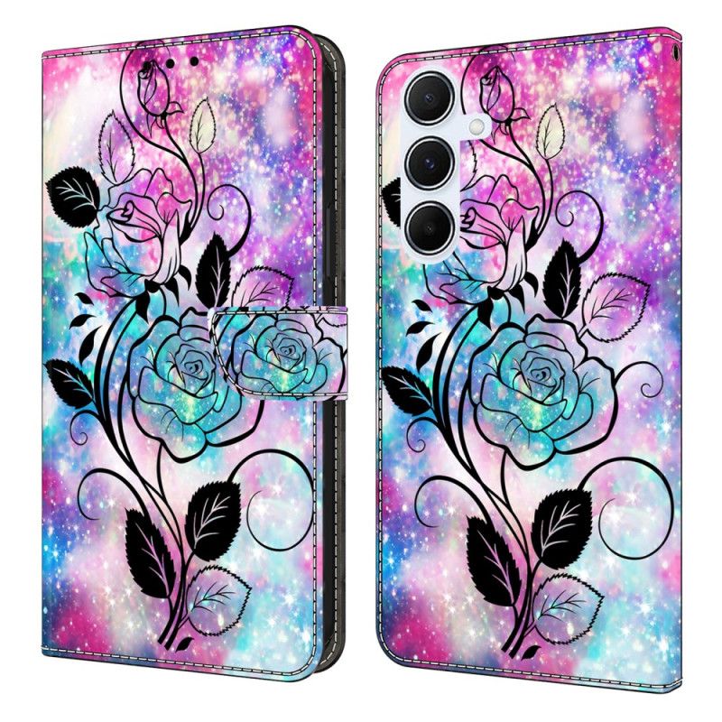 Læder Cover Samsung Galaxy A17 4g / 5g Blomsterskitse