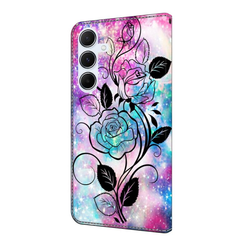 Læder Cover Samsung Galaxy A17 4g / 5g Blomsterskitse