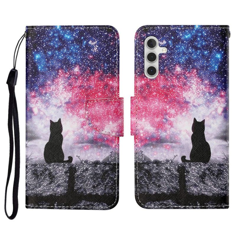 Læder Cover Samsung Galaxy A17 4g / 5g Kat Under Stjernerne