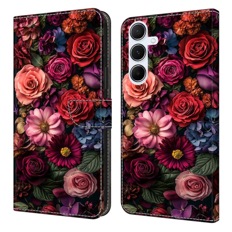 Læder Cover Samsung Galaxy A17 4g / 5g Lyserøde Blomster