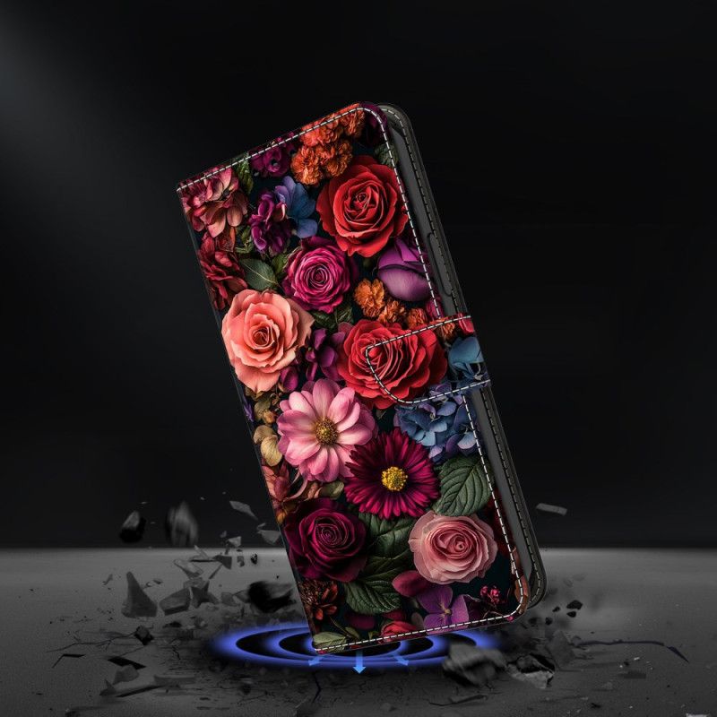 Læder Cover Samsung Galaxy A17 4g / 5g Lyserøde Blomster