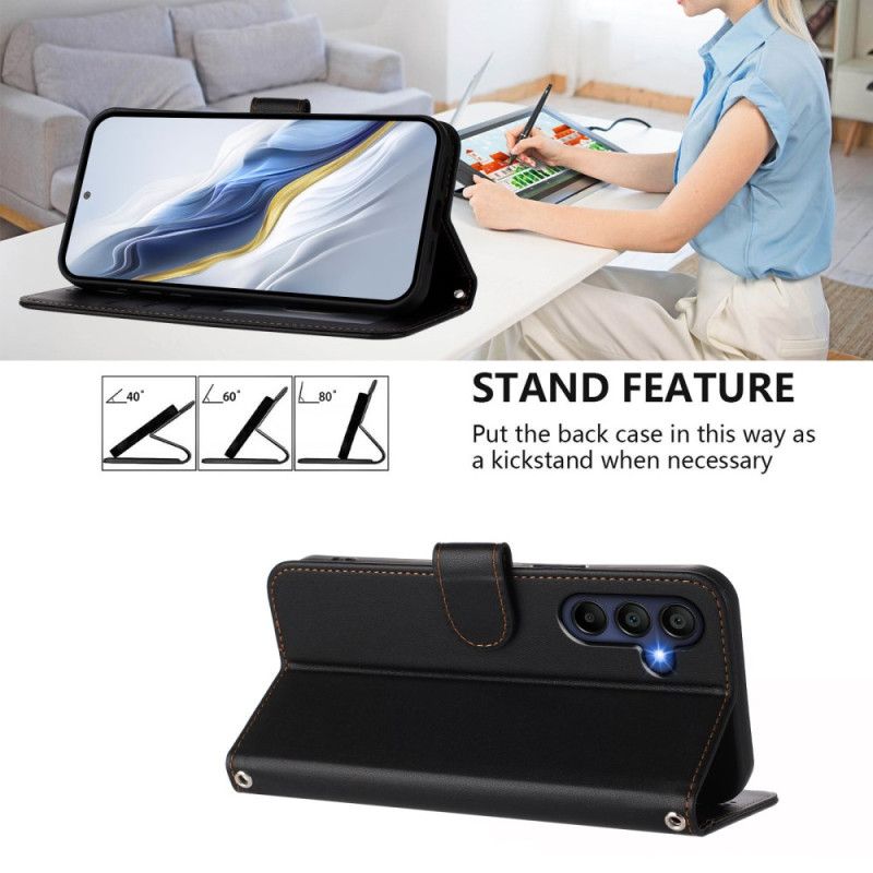 Læder Cover Samsung Galaxy A17 4g / 5g Simpelt Design Med Snor