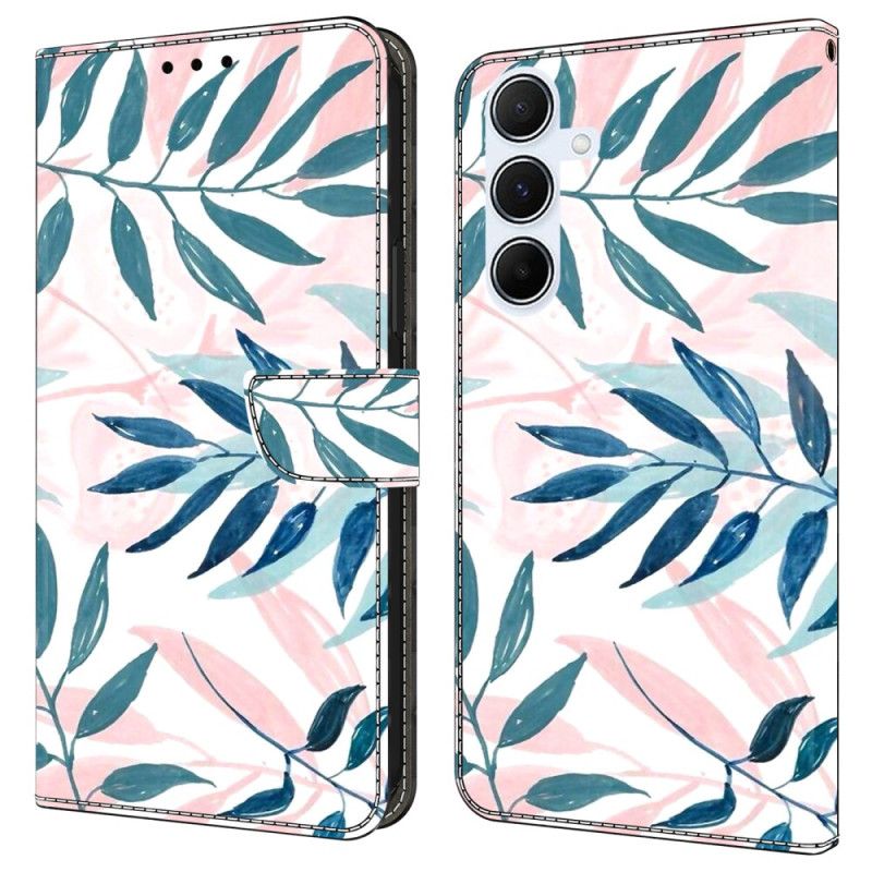 Læder Cover Samsung Galaxy A17 4g / 5g Telefon Etui Akvarelblade