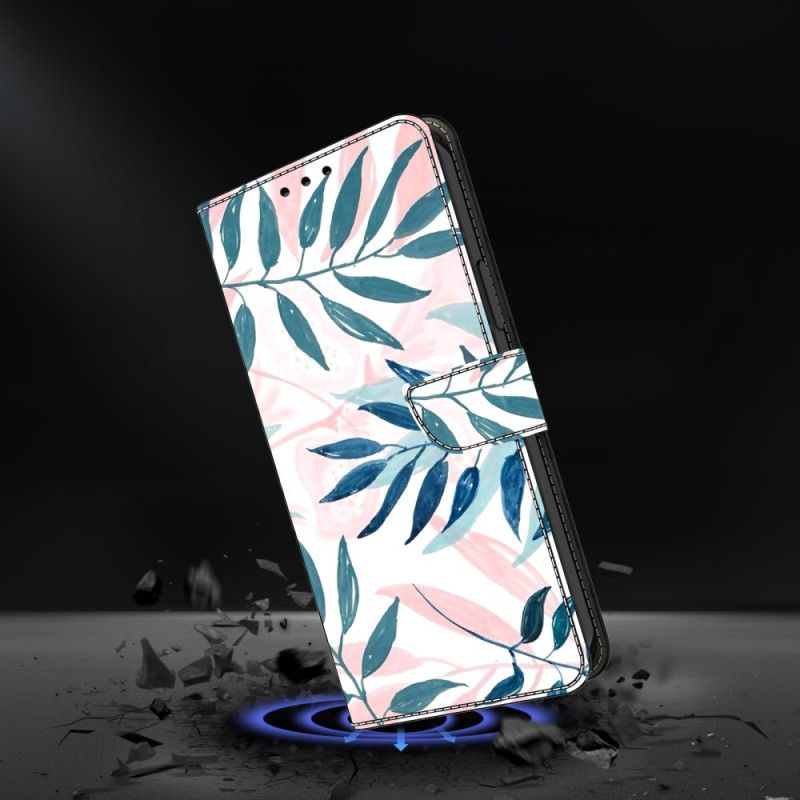 Læder Cover Samsung Galaxy A17 4g / 5g Telefon Etui Akvarelblade