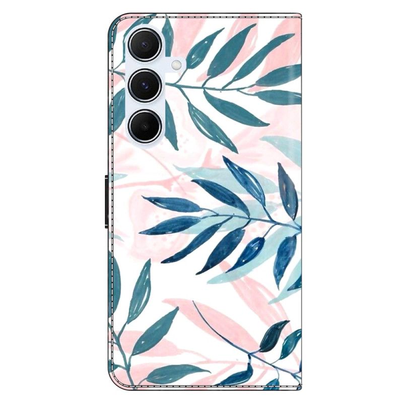 Læder Cover Samsung Galaxy A17 4g / 5g Telefon Etui Akvarelblade