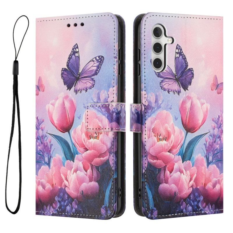 Læder Cover Samsung Galaxy A17 4g / 5g Telefon Etui Blomsterdekoration