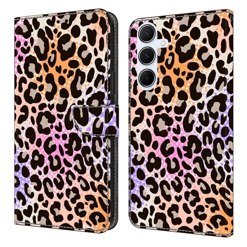 Læder Cover Samsung Galaxy A17 4g / 5g Telefon Etui Farverigt Leopardmønster