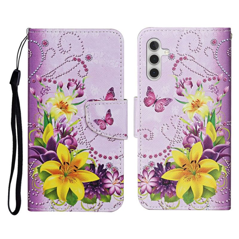 Læder Cover Samsung Galaxy A17 4g / 5g Telefon Etui Gule Blomster