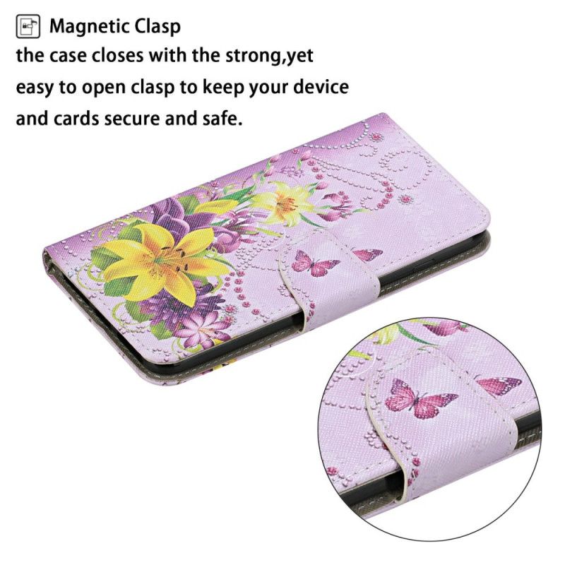 Læder Cover Samsung Galaxy A17 4g / 5g Telefon Etui Gule Blomster