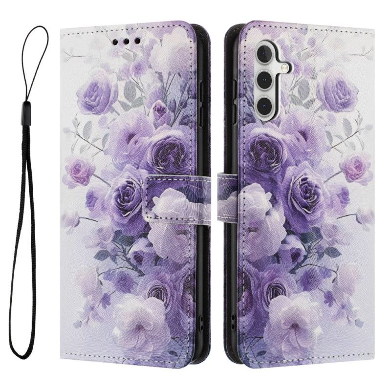 Læder Cover Samsung Galaxy A17 4g / 5g Telefon Etui Lilla Roser