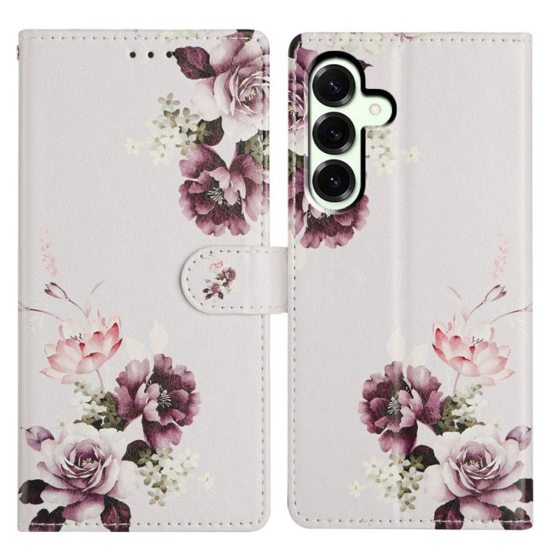Læder Cover Samsung Galaxy A17 4g / 5g Telefon Etui Retroblomster