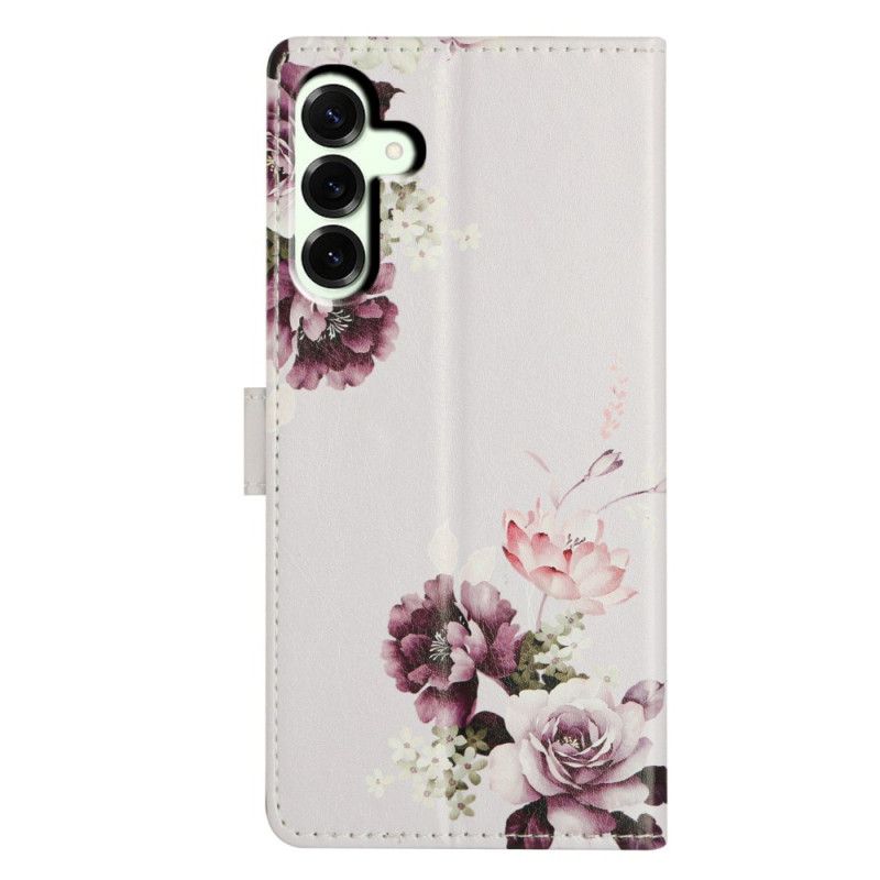 Læder Cover Samsung Galaxy A17 4g / 5g Telefon Etui Retroblomster