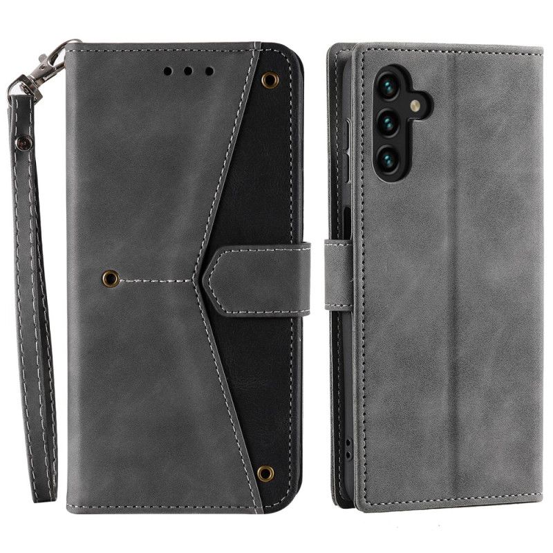 Læder Cover Samsung Galaxy A17 4g / 5g Telefon Etui Tofarvet Trekantdesign