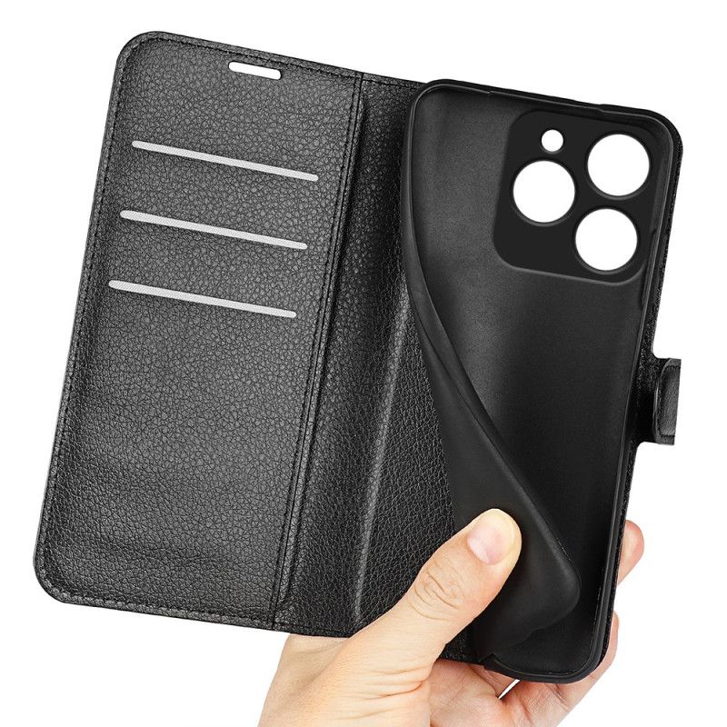 Flip Cover Realme Note 60 Klassisk Litchi-kunstlæder