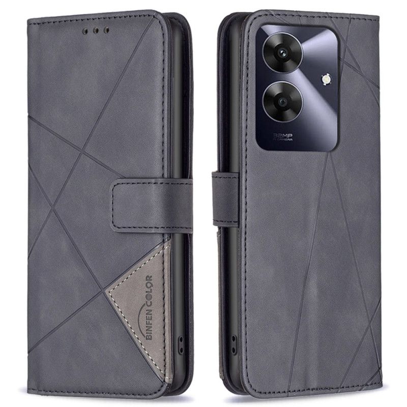 Læder Cover Realme Note 60 Telefon Etui Geometriske Mønstre Binfen Color