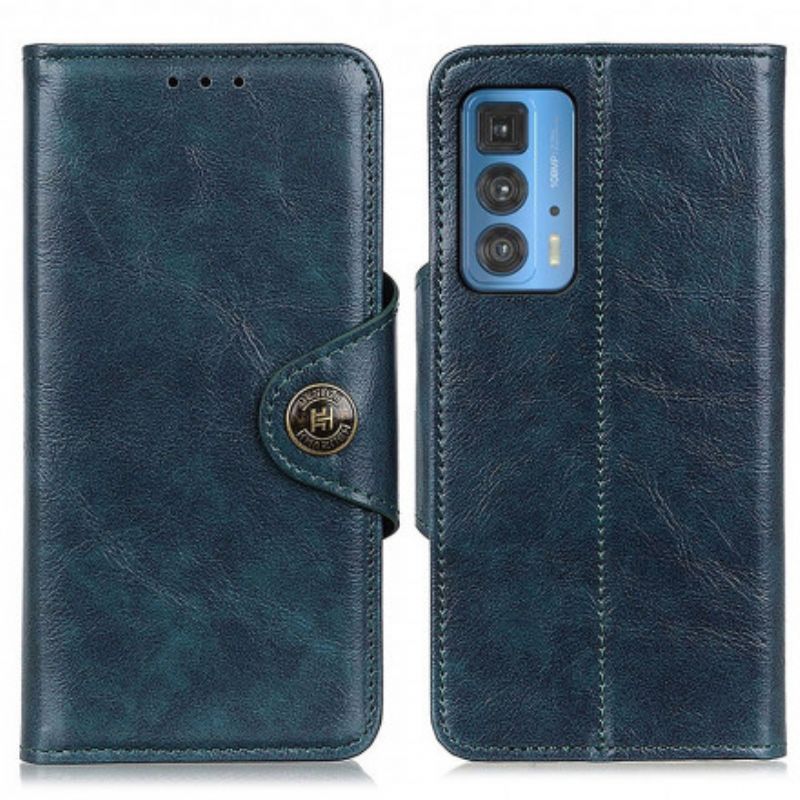 Læder Cover Motorola Edge 20 Pro Telefon Etui Skinnende Imiteret Læder Khazneh